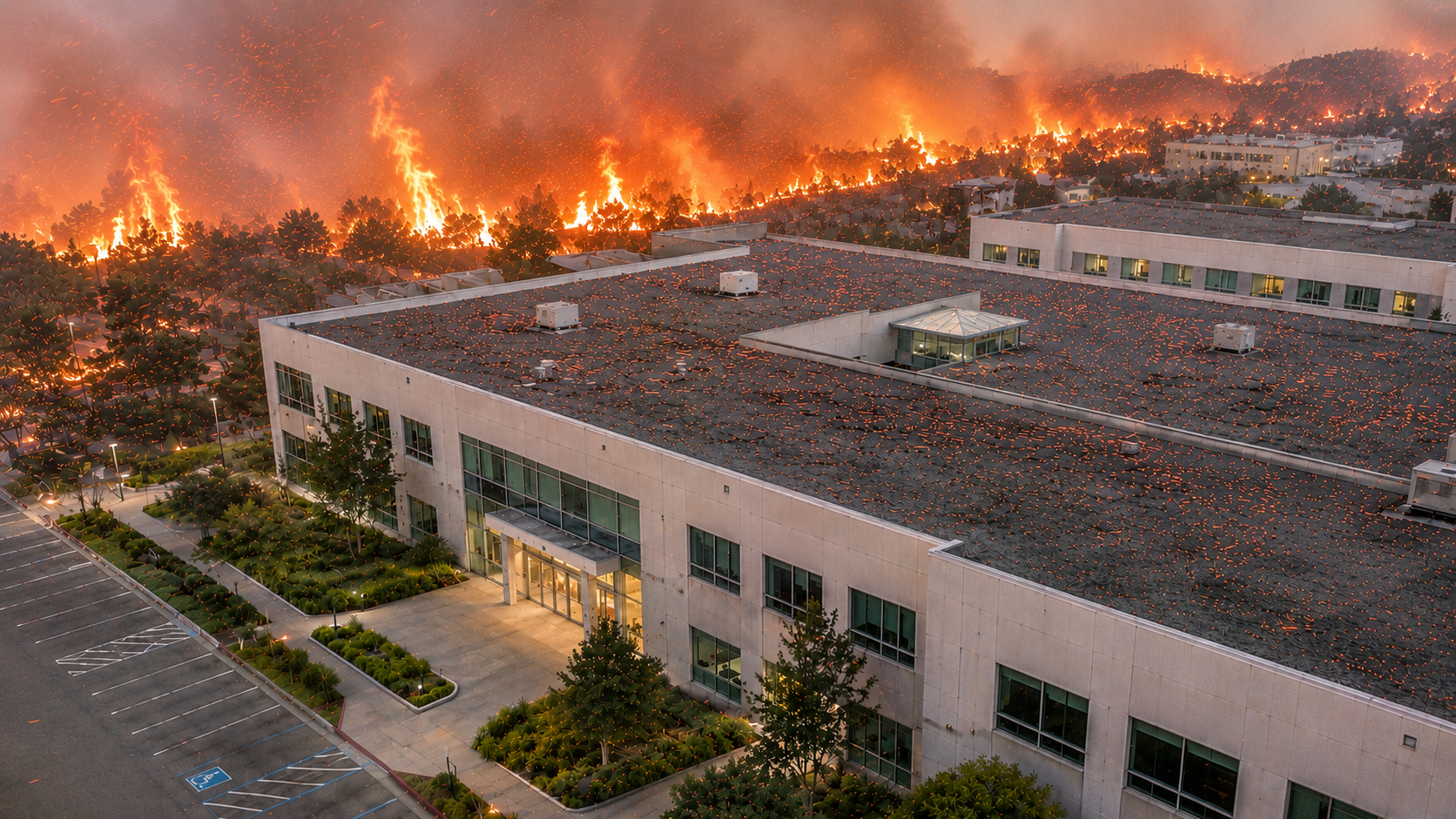 Wildfire og emberstorm public building