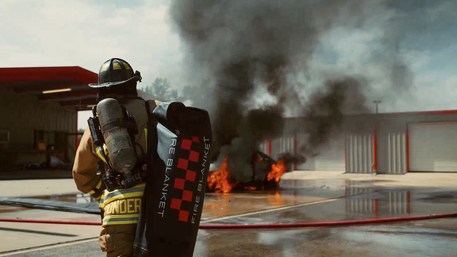American Firefighter with Bridgehill fire blanket